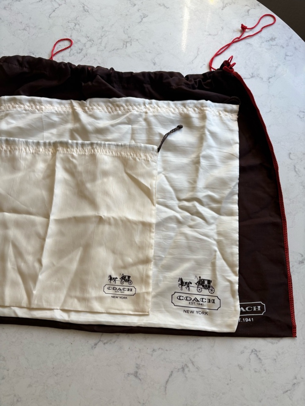 Vintage Coach Dust Bag 3 - Brown with Red Trim etc